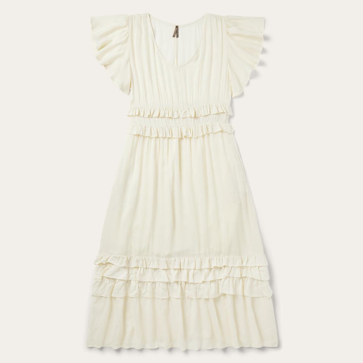 Cream Herringbone Dress White Women Stetson Midi