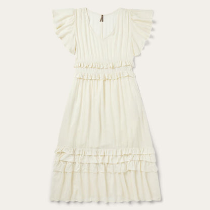 Cream Herringbone Dress White Women Stetson Midi