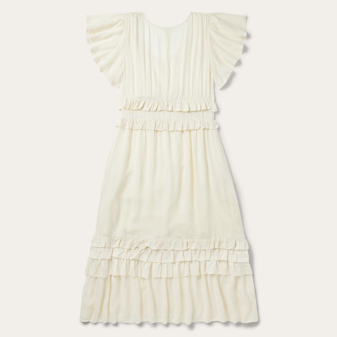 Cream Herringbone Dress White Women Stetson Midi