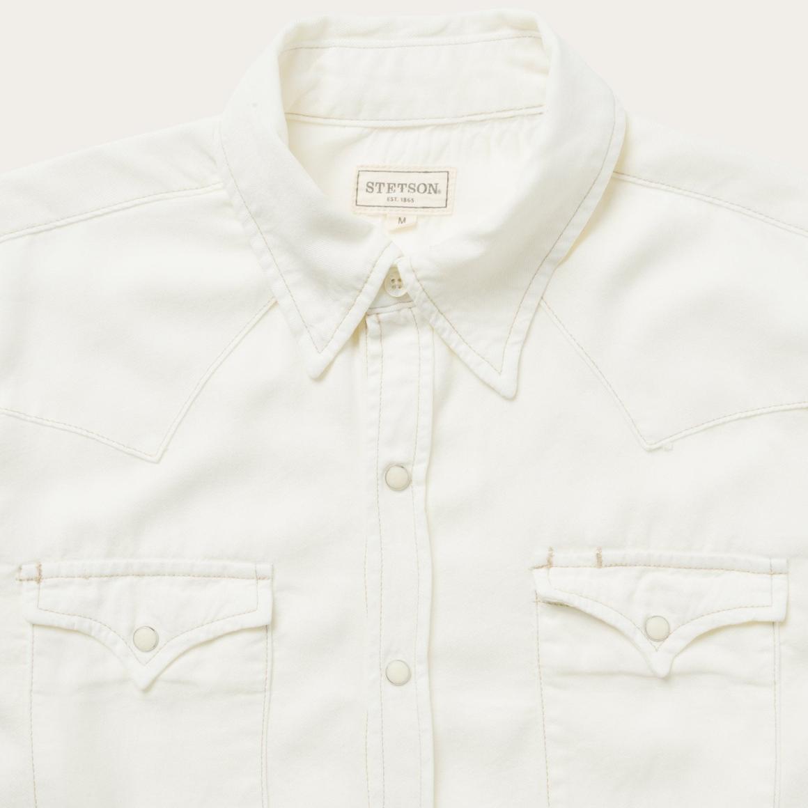 Cream Twill Shirt White Men Stetson Modern Cut