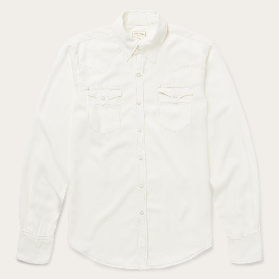 Cream Twill Shirt White Men Stetson Western Shirts