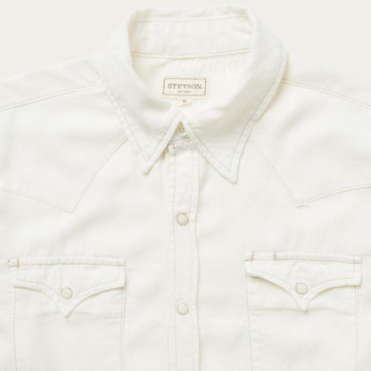 Cream Twill Shirt White Men Stetson Western Shirts