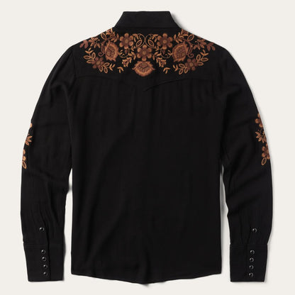 Crepe Western Shirt Black Women Stetson Western Shirts