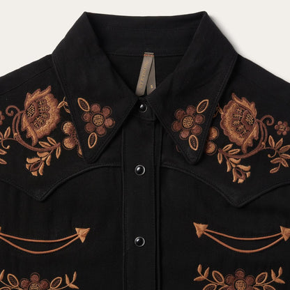 Crepe Western Shirt Black Women Stetson Western Shirts