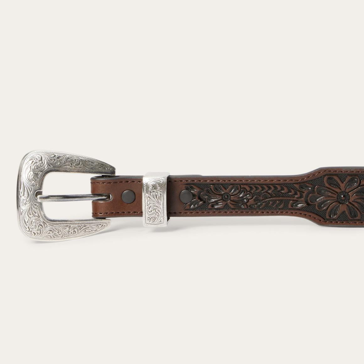 Croco Print Tooled Tapered Belt Brown/cognac Men Stetson Belts