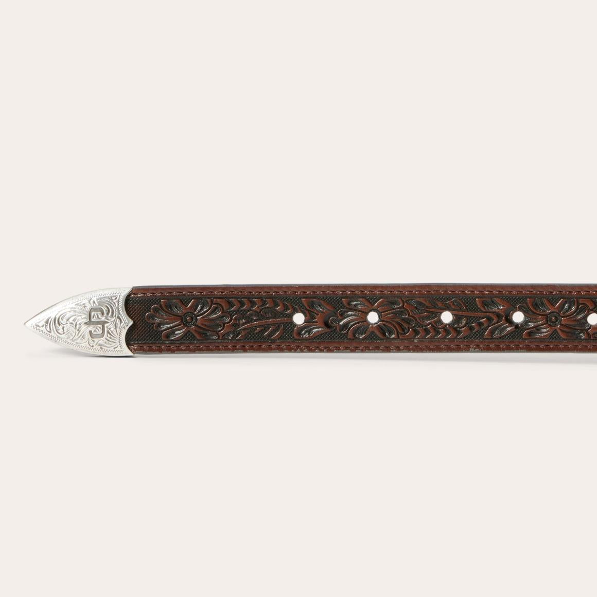 Croco Print Tooled Tapered Belt Brown/cognac Men Stetson Belts