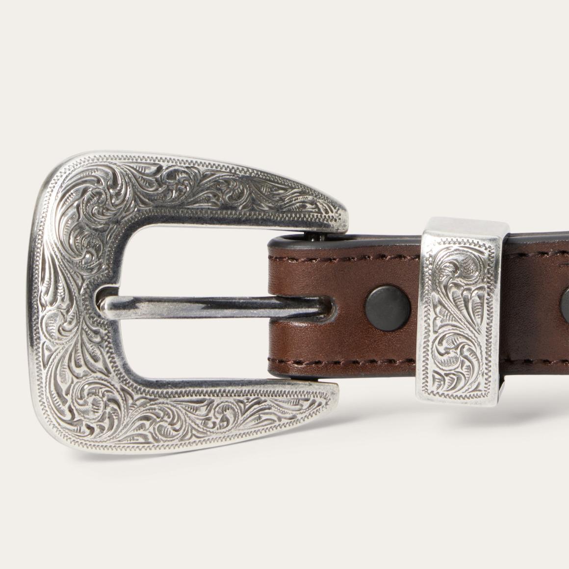 Croco Print Tooled Tapered Belt Brown/cognac Men Stetson Belts