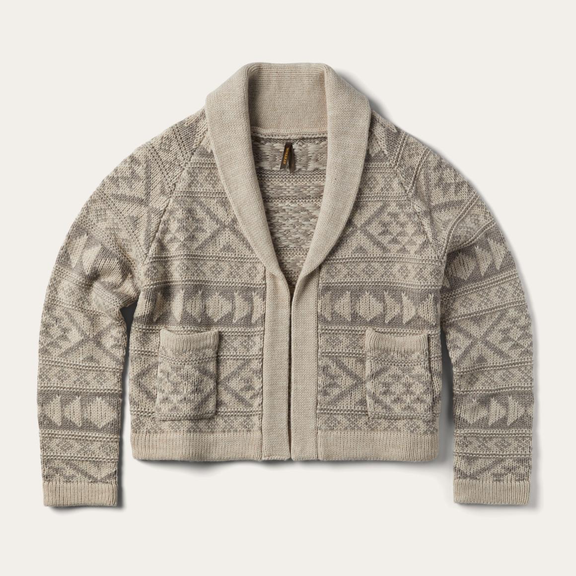 Cropped Shawl Collar Cardigan Brown Women Stetson Sweaters