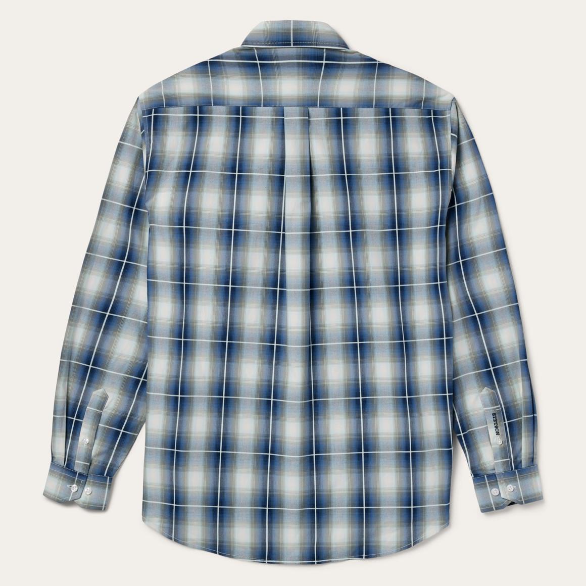 Crystal Plaid Button Down Shirt Blue Men Stetson Classic Cut