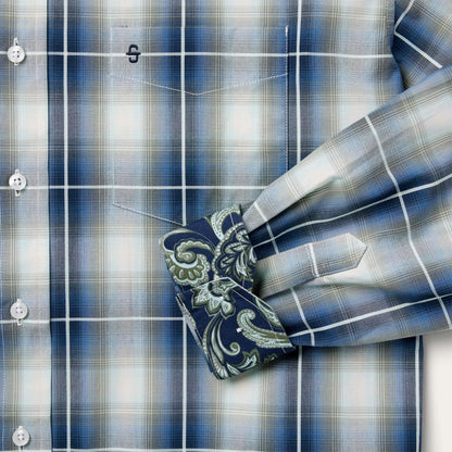 Crystal Plaid Button Down Shirt Blue Men Stetson Western Shirts
