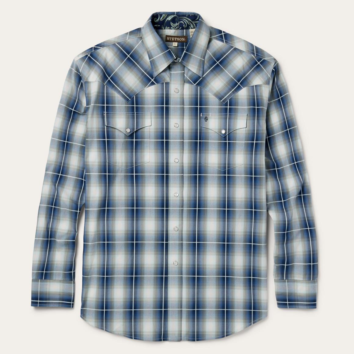 Crystal Plaid Western Shirt Blue Men Stetson Western Shirts