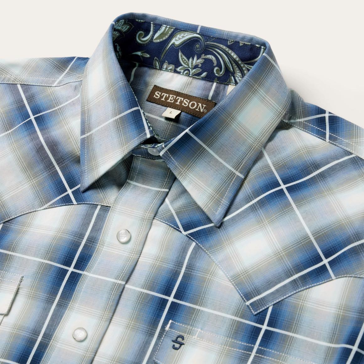 Crystal Plaid Western Shirt Blue Men Stetson Western Shirts
