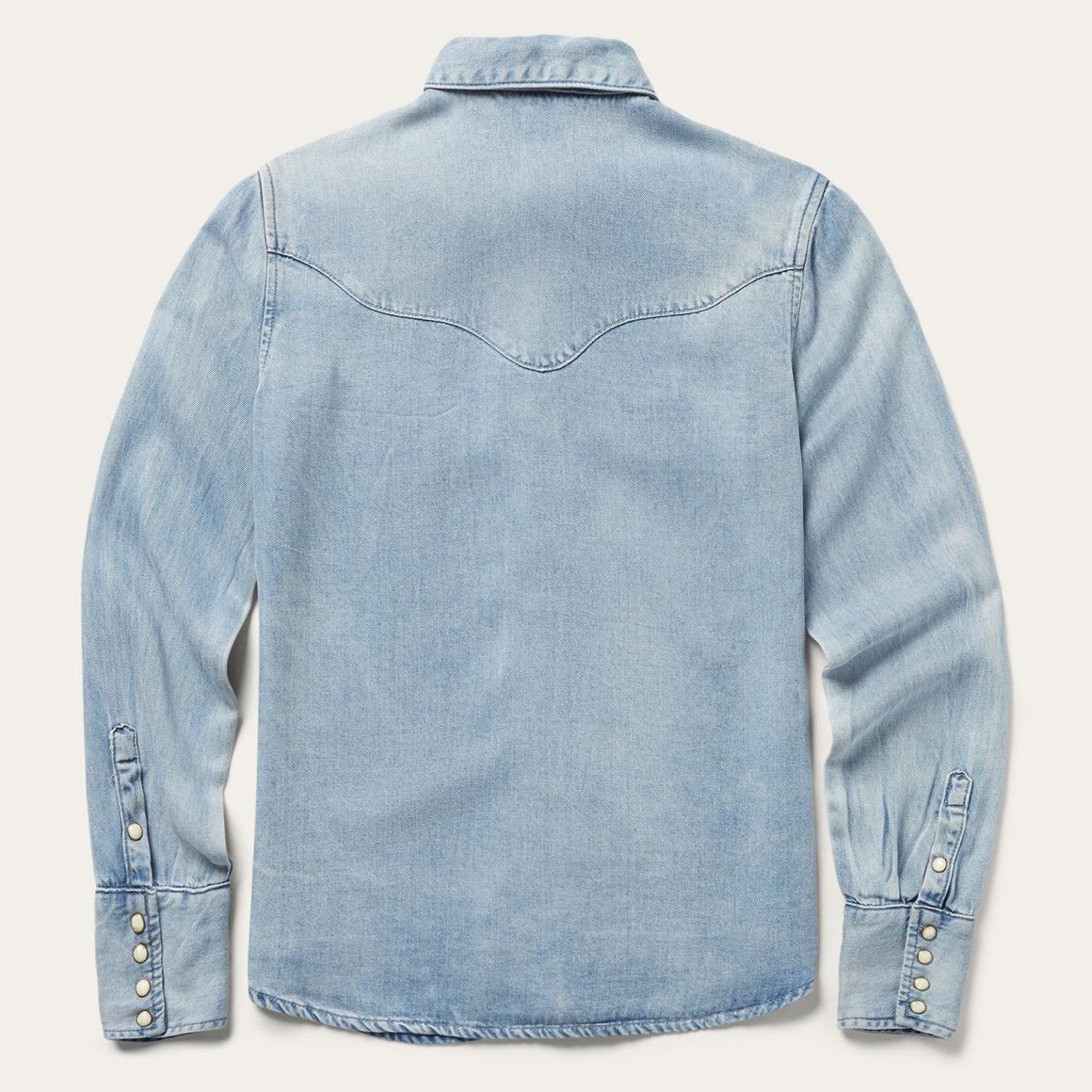 Curved Yoke Western Denim Shirt Blue Women Stetson Denim Shirts
