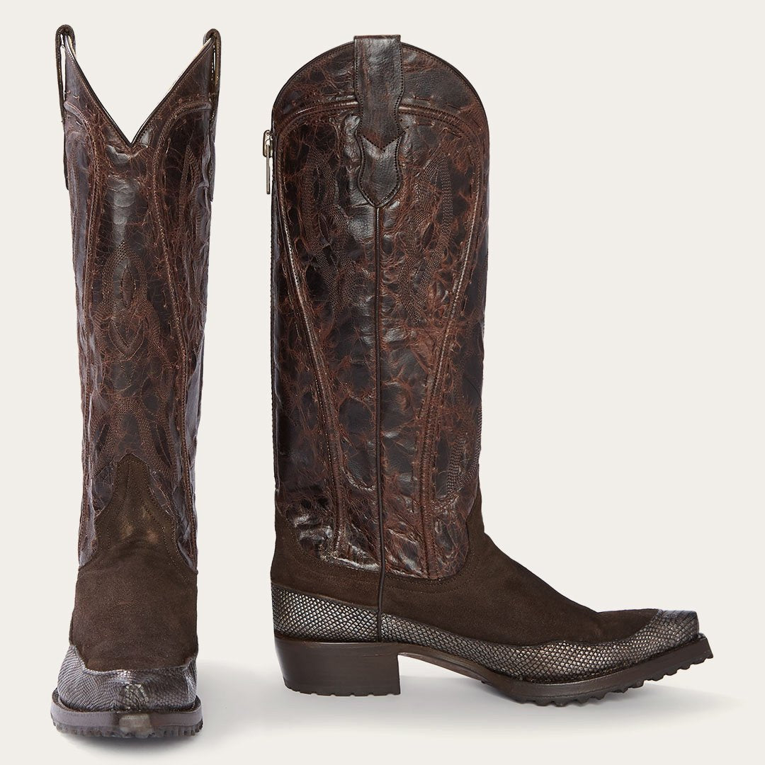 Dakota Brown Suede & Teju Cowboy Boot Brown Women Stetson Western