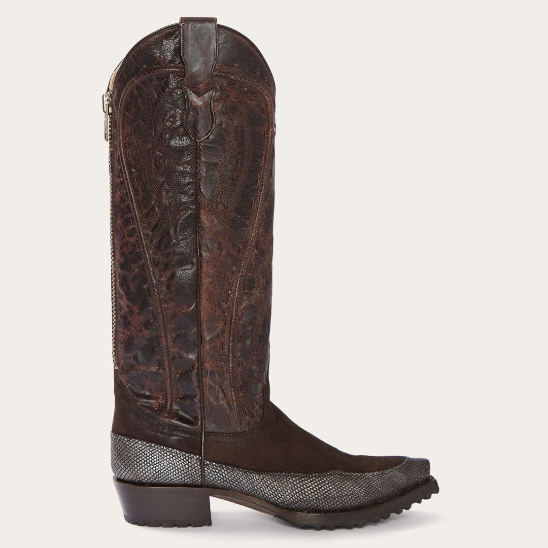 Dakota Brown Suede & Teju Cowboy Boot Brown Women Stetson Western