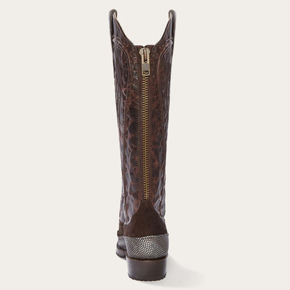 Dakota Brown Suede & Teju Cowboy Boot Brown Women Stetson Western