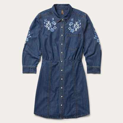 Dark Blue Denim Shirt Dress Blue Women Stetson Mini
