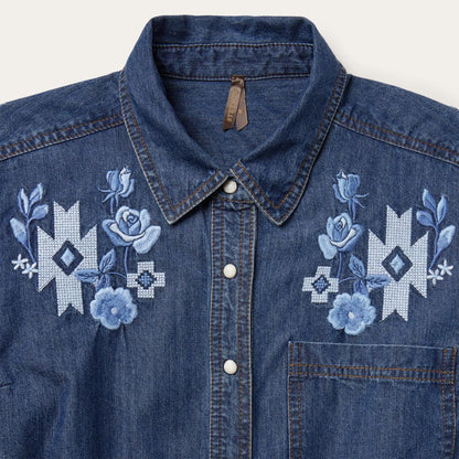 Dark Blue Denim Shirt Dress Blue Women Stetson Mini