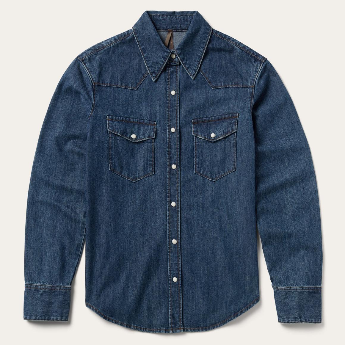 Dark Denim Snap Western Shirt Blue Women Stetson Western Shirts