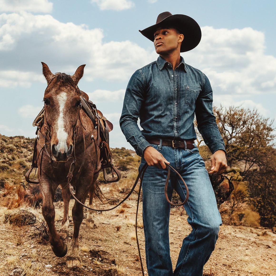 Dark Denim Western Shirt Blue Men Stetson Denim Shirts