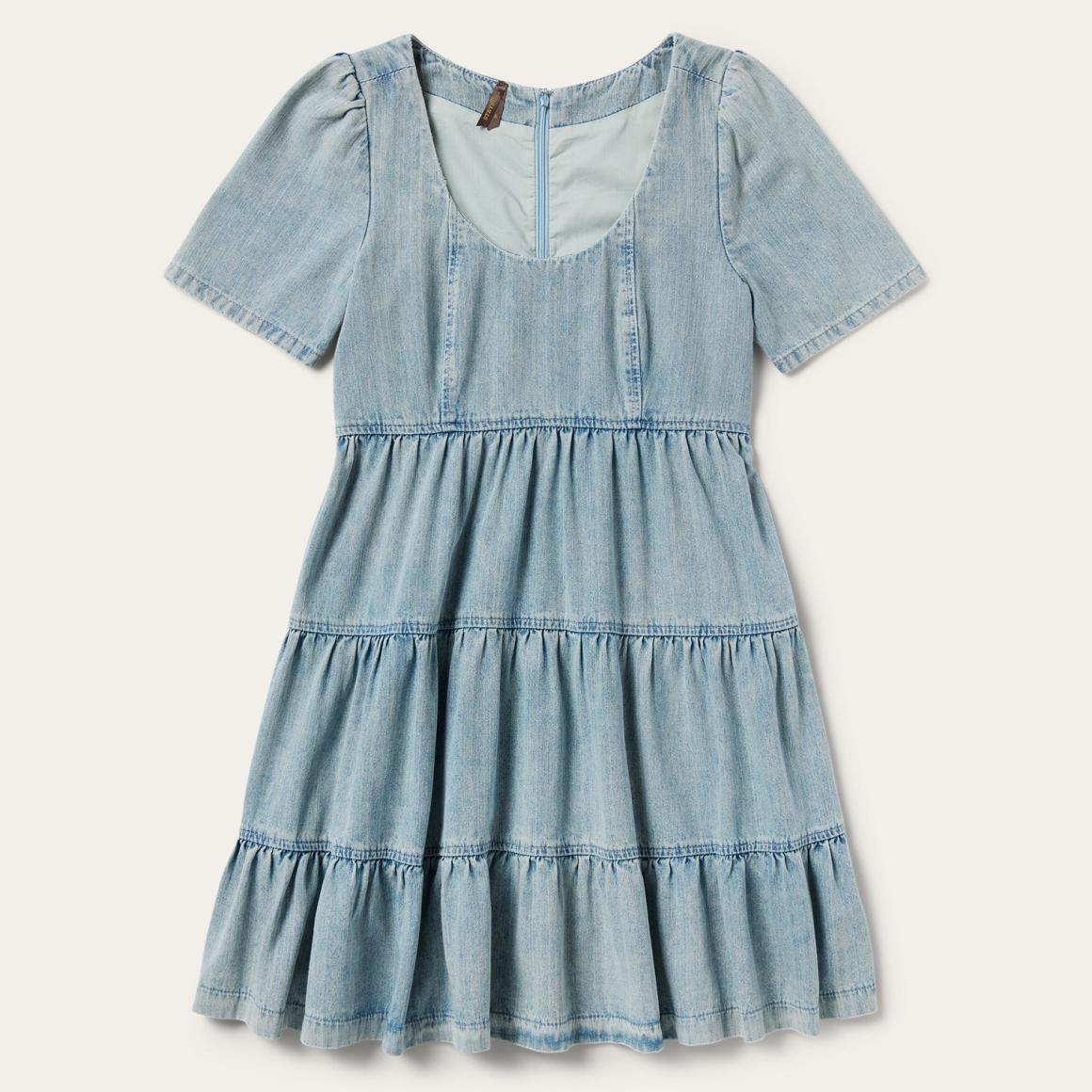 Denim Dress With Tiered Skirt Blue Women Stetson Mini