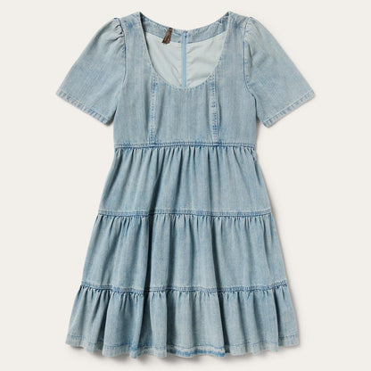 Denim Dress With Tiered Skirt Blue Women Stetson Mini