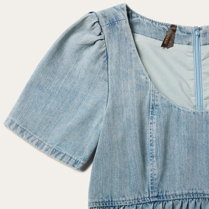 Denim Dress With Tiered Skirt Blue Women Stetson Mini