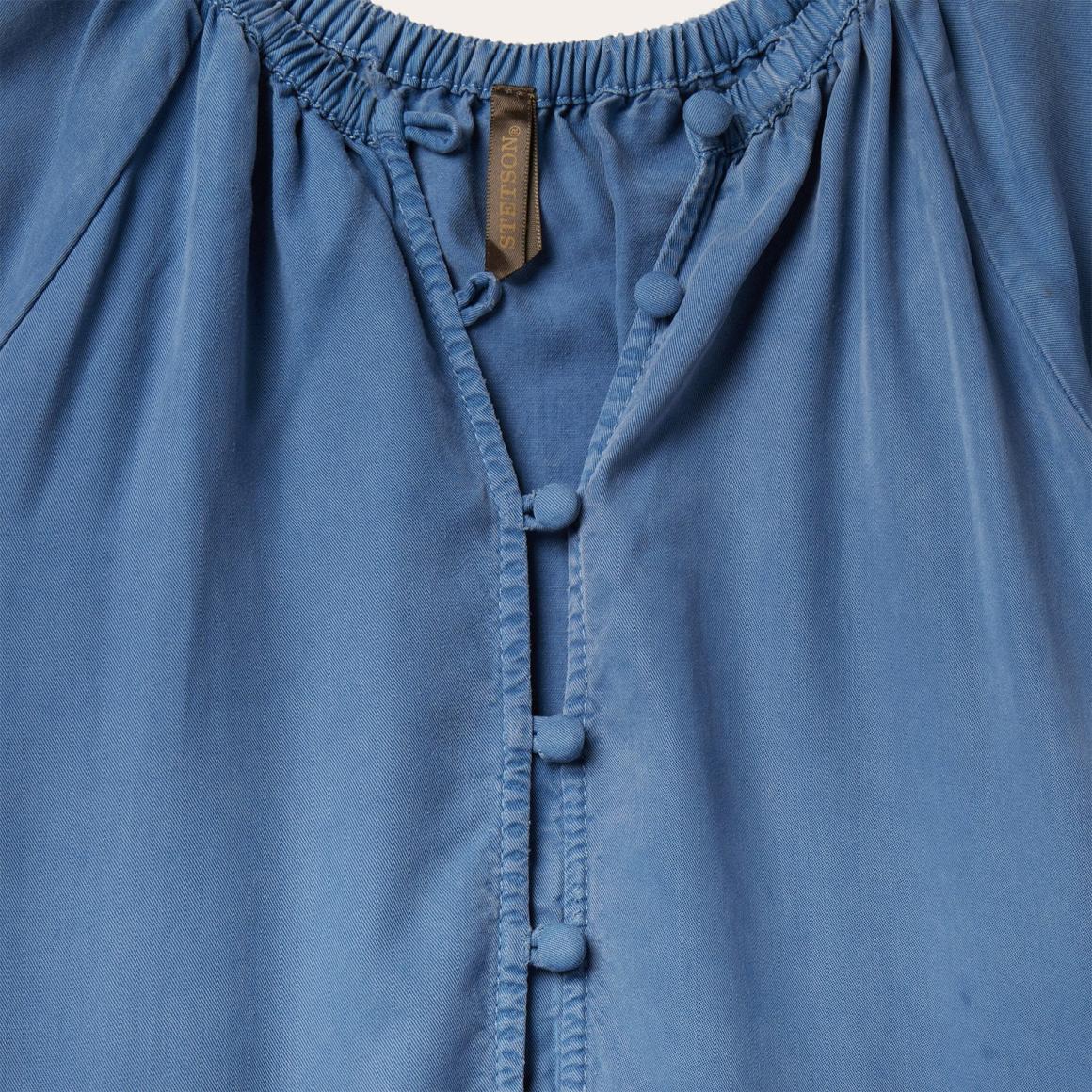 Denim Long Three Tiered Dress Blue Women Stetson Midi