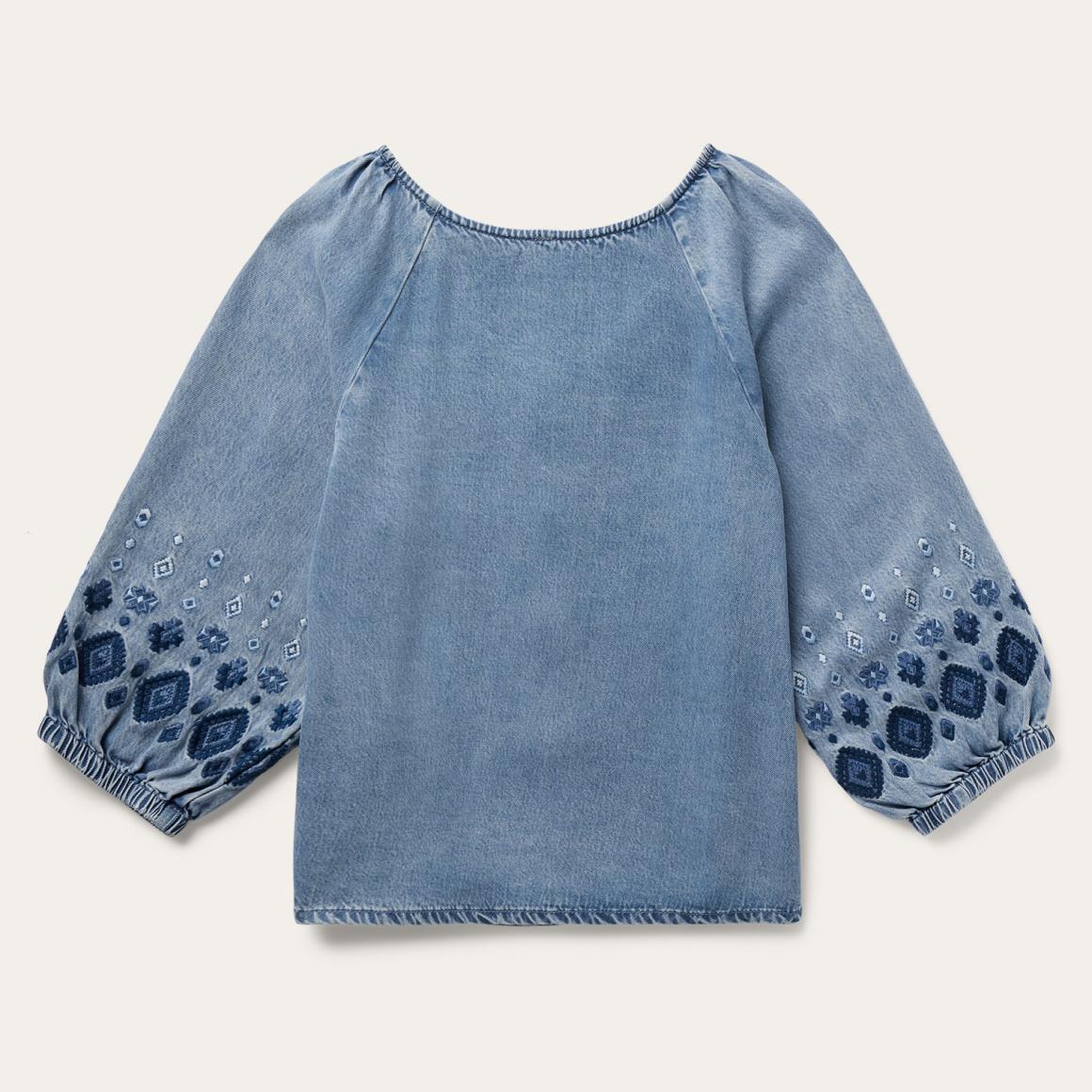 Denim Snap Front Blouse Blue Women Stetson Blouses