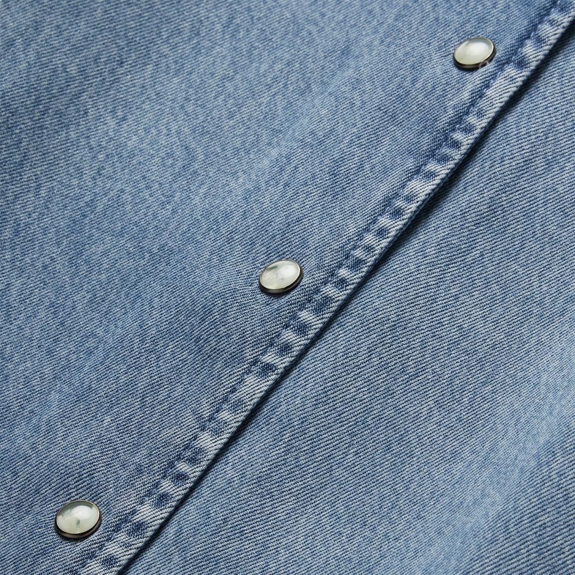 Denim Snap Front Blouse Blue Women Stetson Blouses