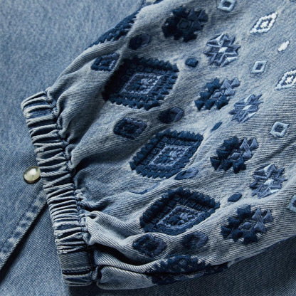 Denim Snap Front Blouse Blue Women Stetson Blouses