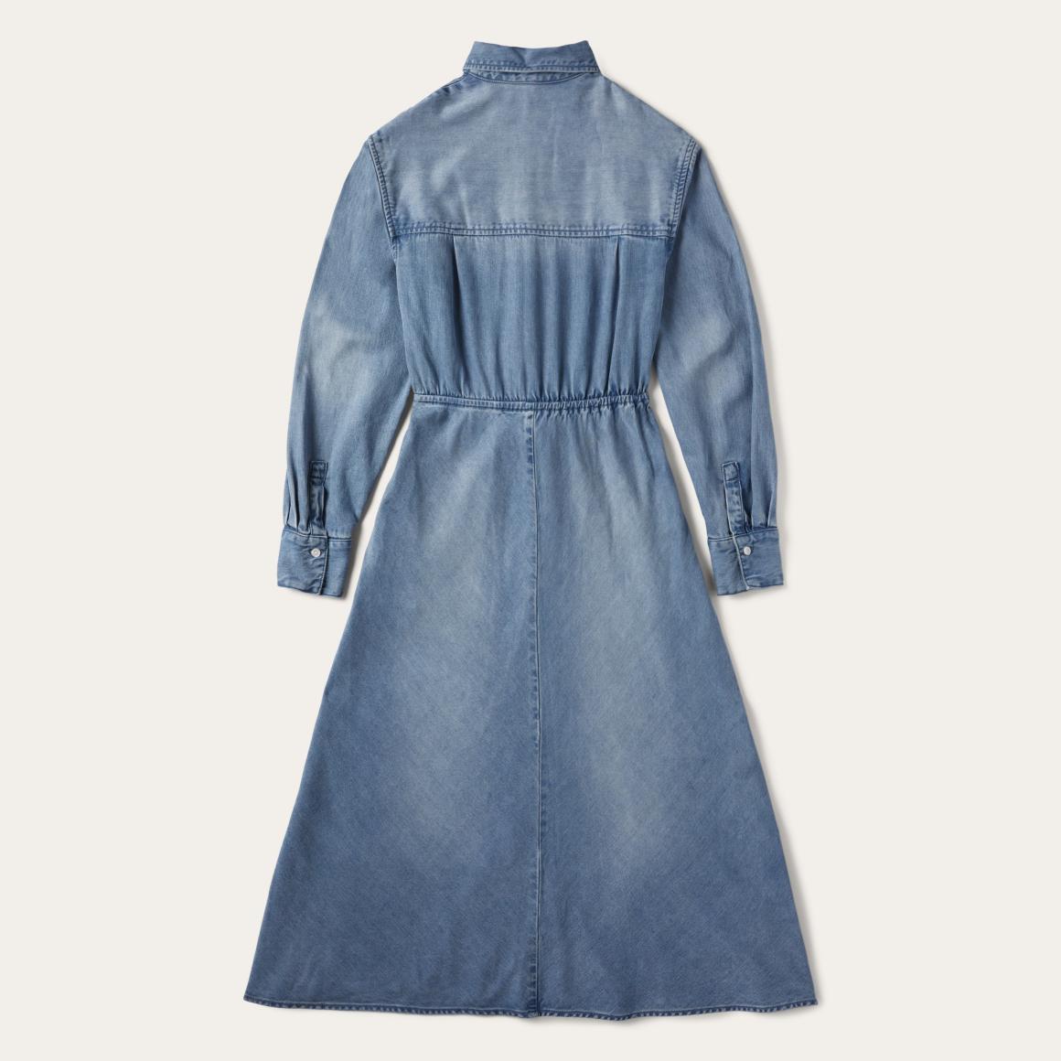 Denim Tie-Front Dress Blue Women Stetson Midi