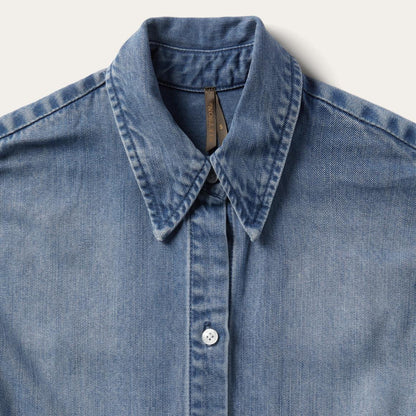 Denim Tie-Front Dress Blue Women Stetson Midi
