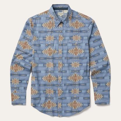 Desert Horizon Shirt Blue Men Stetson Western Shirts