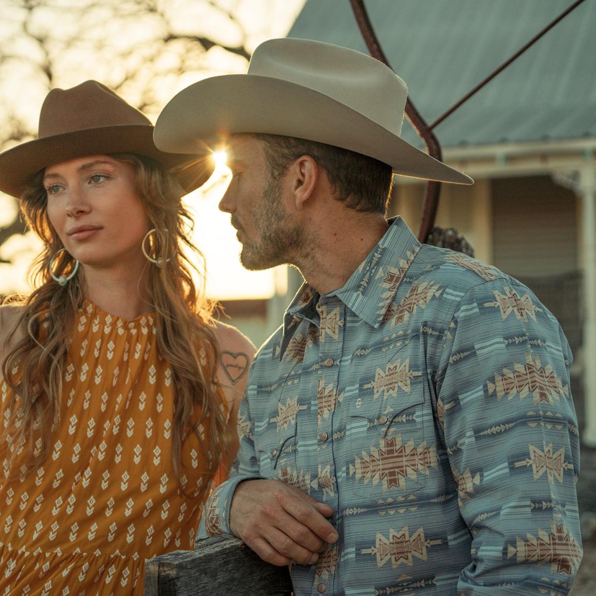 Desert Horizon Shirt Blue Men Stetson Western Shirts