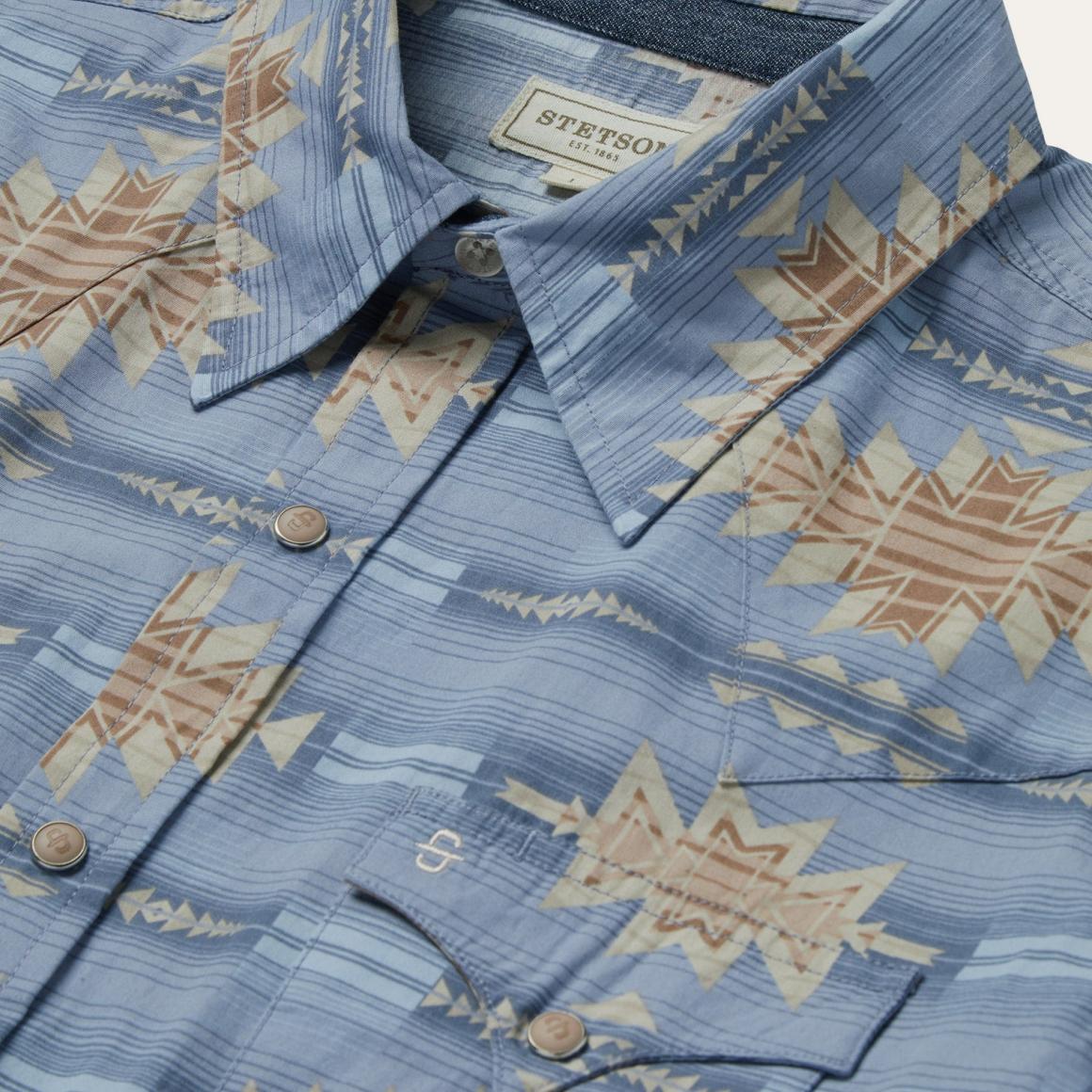 Desert Horizon Shirt Blue Men Stetson Western Shirts