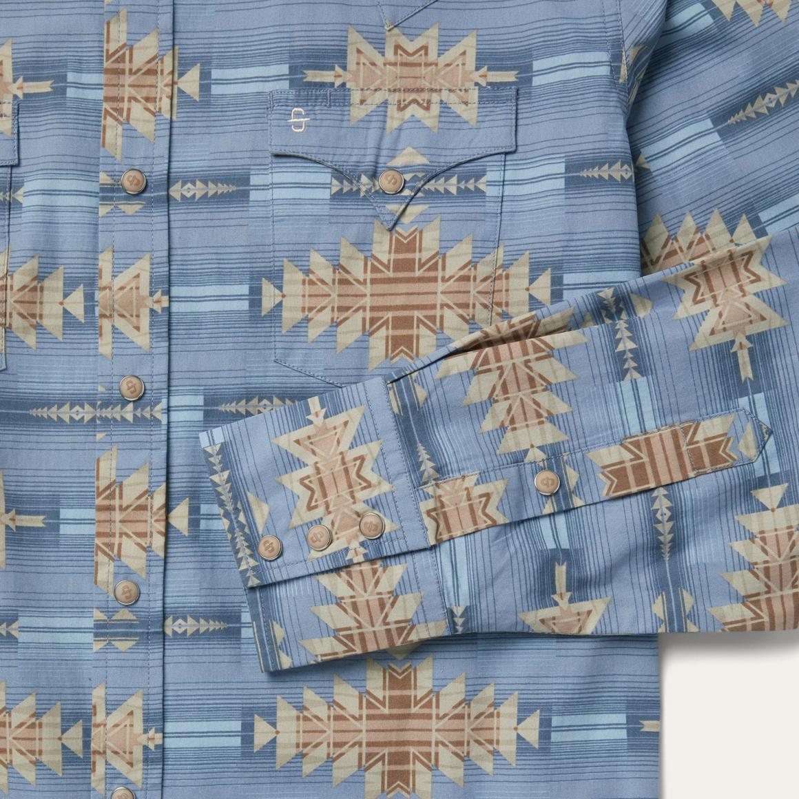 Desert Horizon Shirt Blue Men Stetson Western Shirts