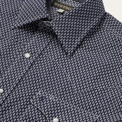Diamond Geo Western Shirt Blue Men Stetson Classic Cut