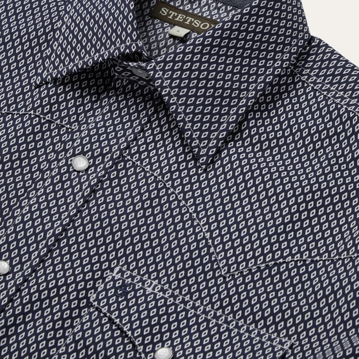 Diamond Geo Western Shirt Blue Men Stetson Western Shirts