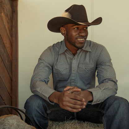 Diamond Print Western Shirt Grey Men Stetson Western Shirts