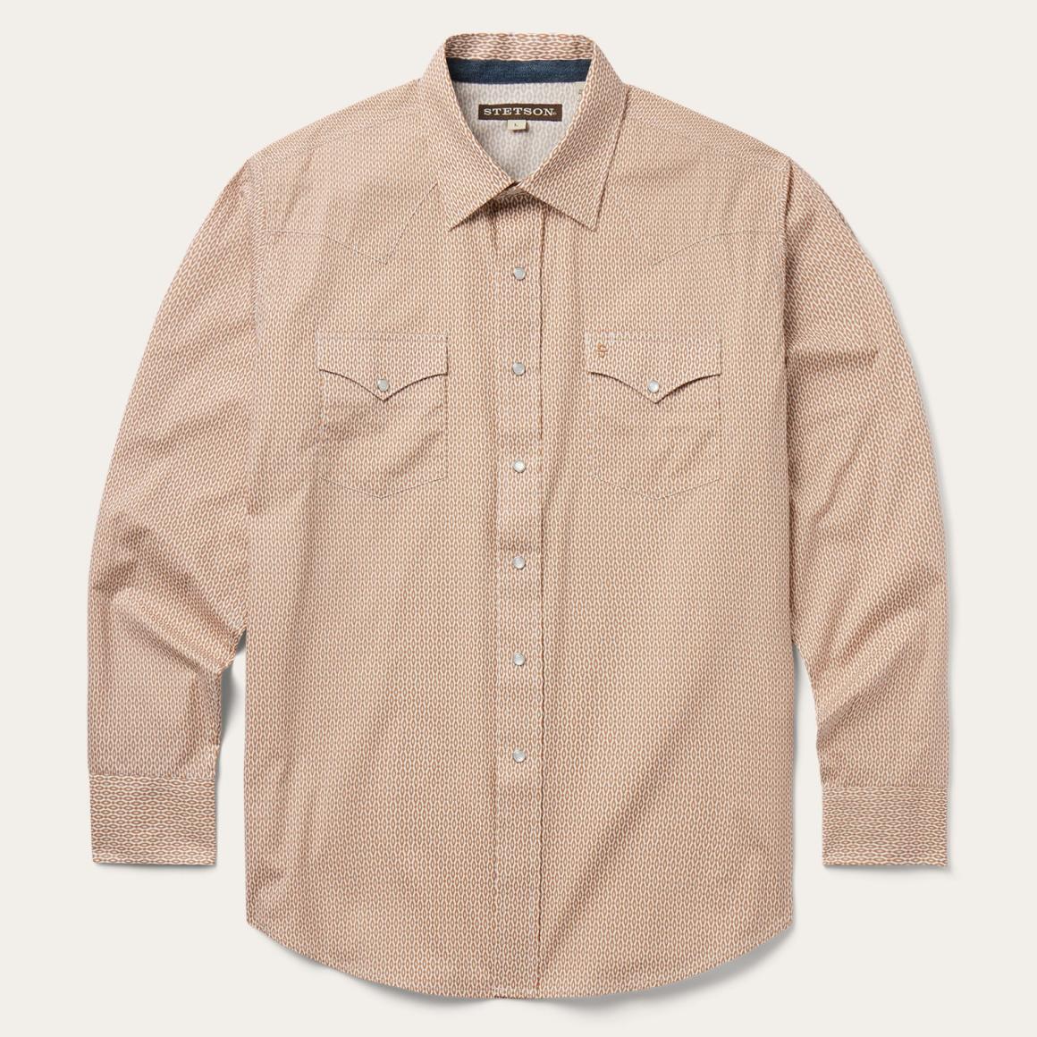 Diamond Print Western Shirt Orange Men Stetson Western Shirts