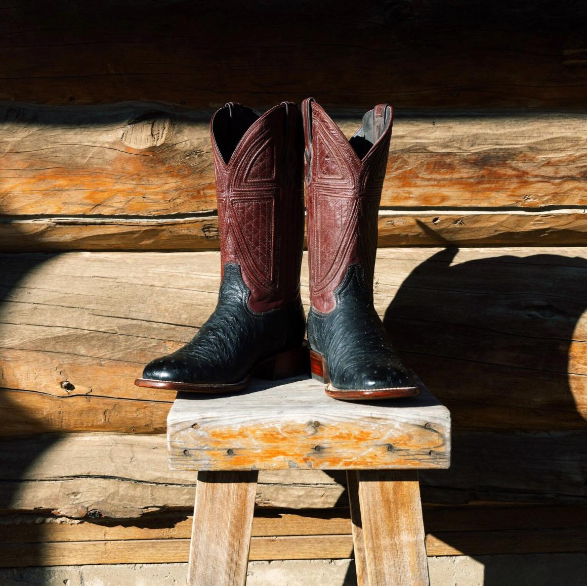 Dillon Ostrich Boots Black Men Stetson Exotics