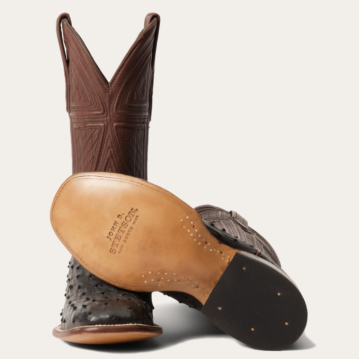 Dillon Ostrich Boots Black Men Stetson Exotics