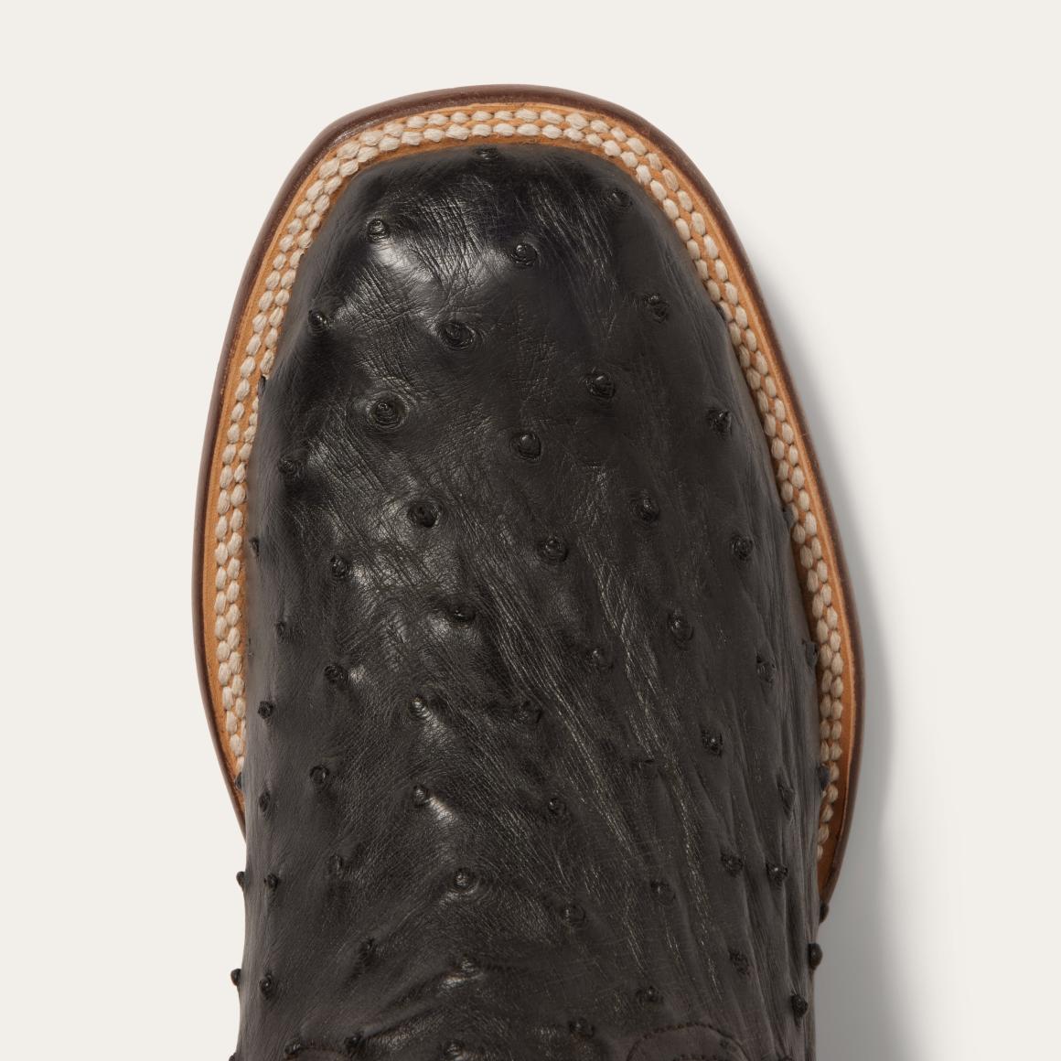 Dillon Ostrich Boots Black Men Stetson Western