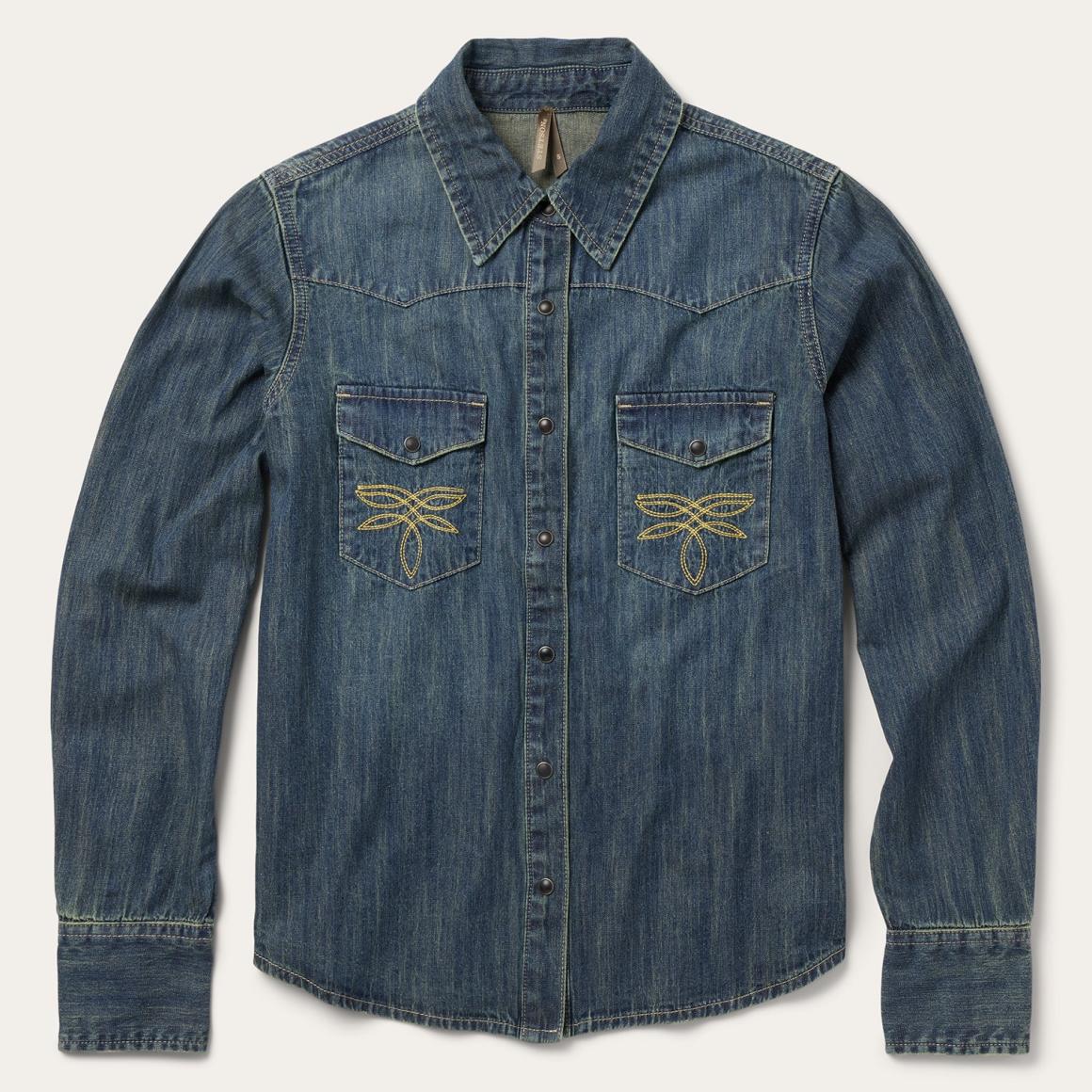 Dirty Denim Boyfriend Fit Shirt Blue Women Stetson Denim Shirts