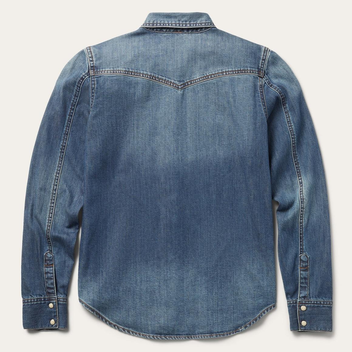 Distressed Denim Shirt Blue Women Stetson Denim Shirts