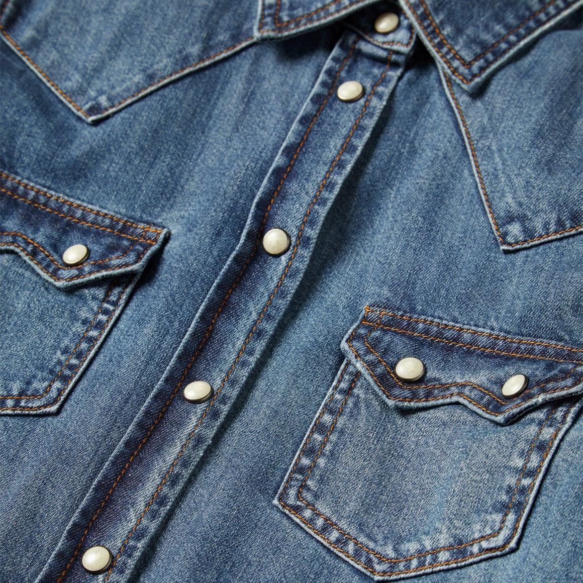 Distressed Denim Shirt Blue Women Stetson Denim Shirts