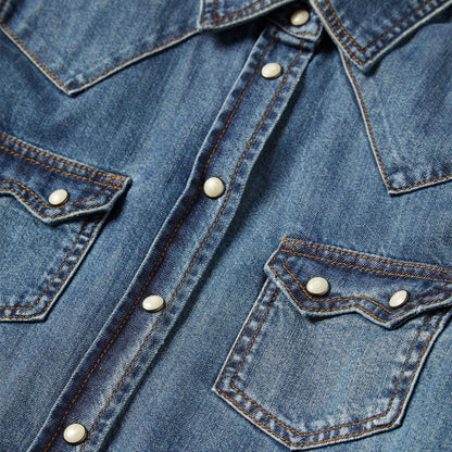 Distressed Denim Shirt Blue Women Stetson Denim Shirts