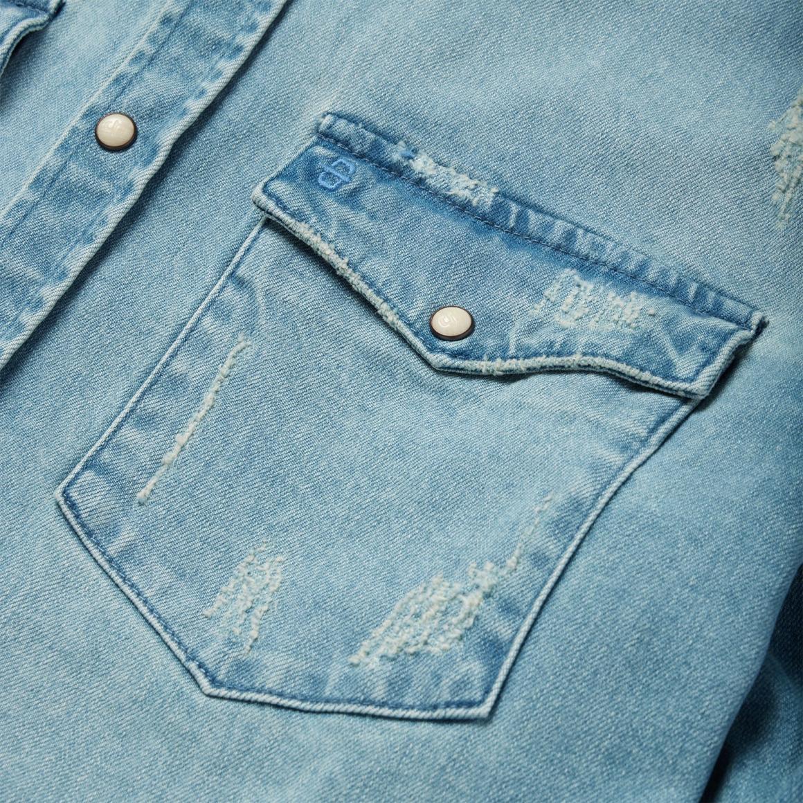 Distressed Denim Western Shirt Blue Men Stetson Western Shirts