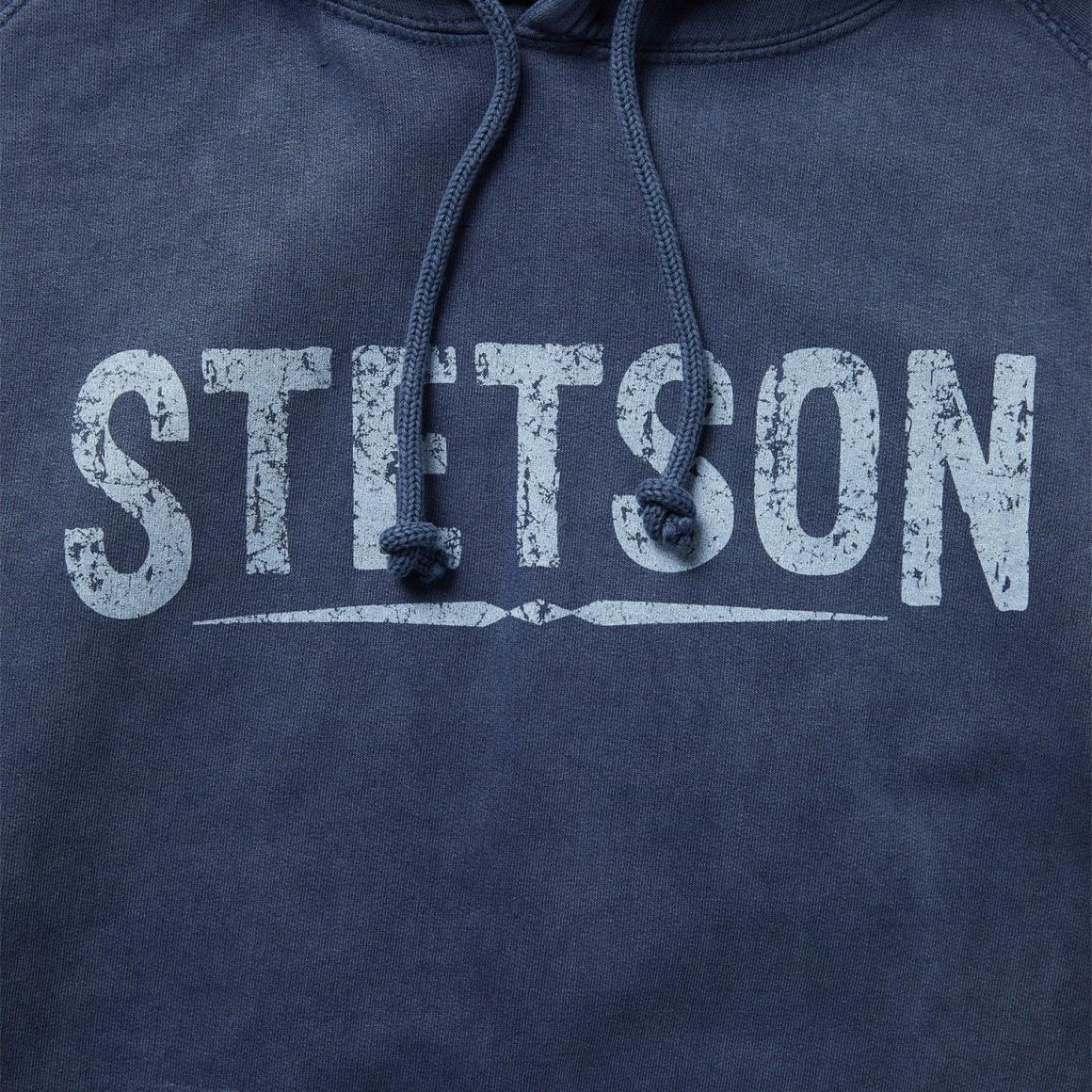 Distressed Logo Hooded Sweatshirt Blue Men Stetson Sweaters & Hoodies